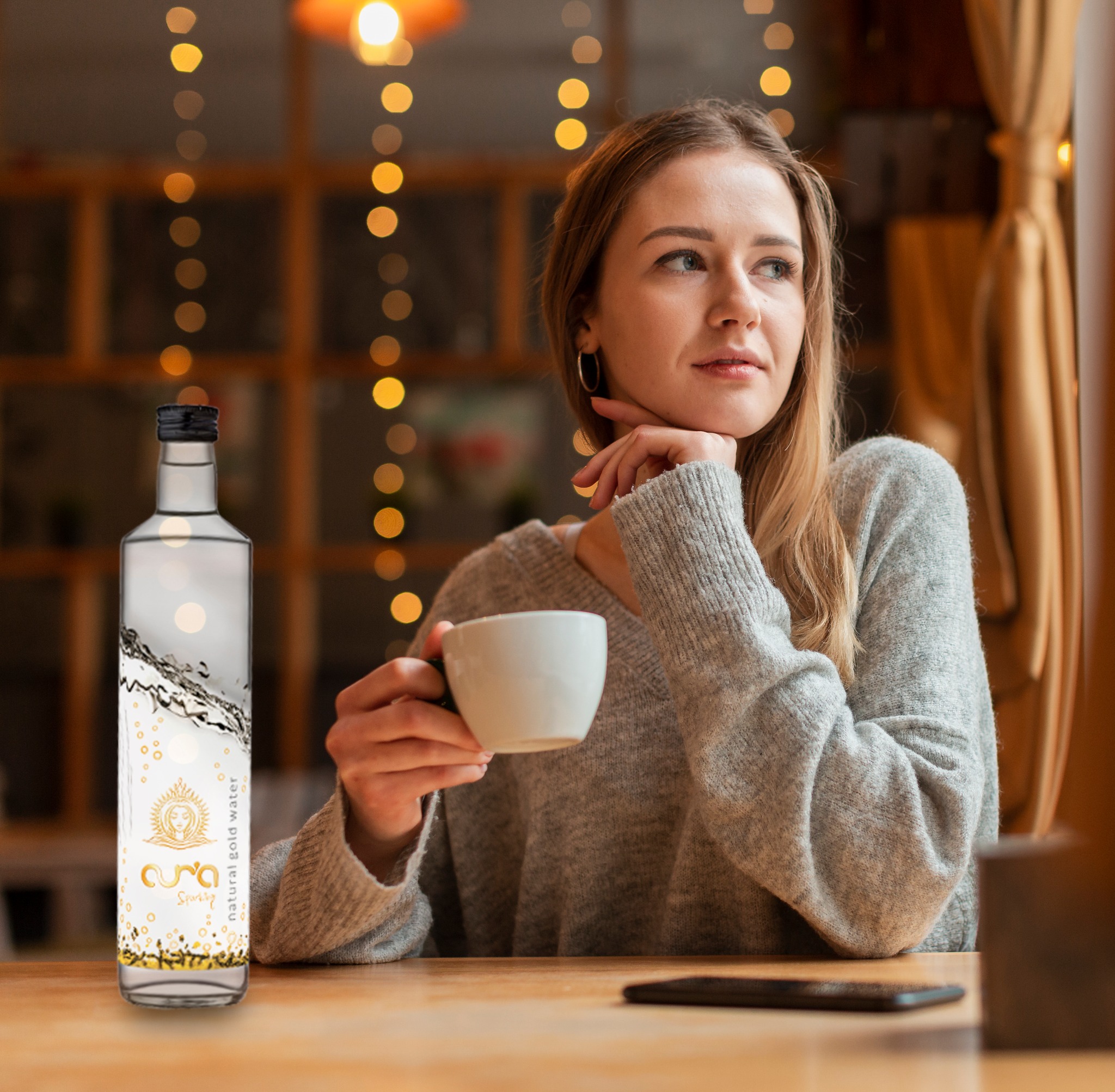 Aur'a Gold Water editorial portrait